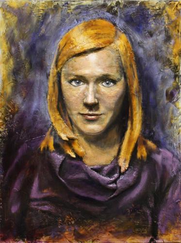 Kirsten - Encaustic and oil on board
