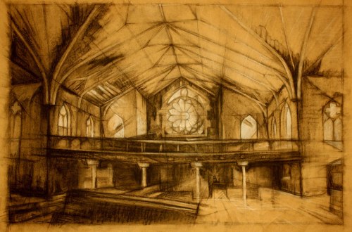 Abandoned Church, St. Louis - Charcoal and chalk on paper